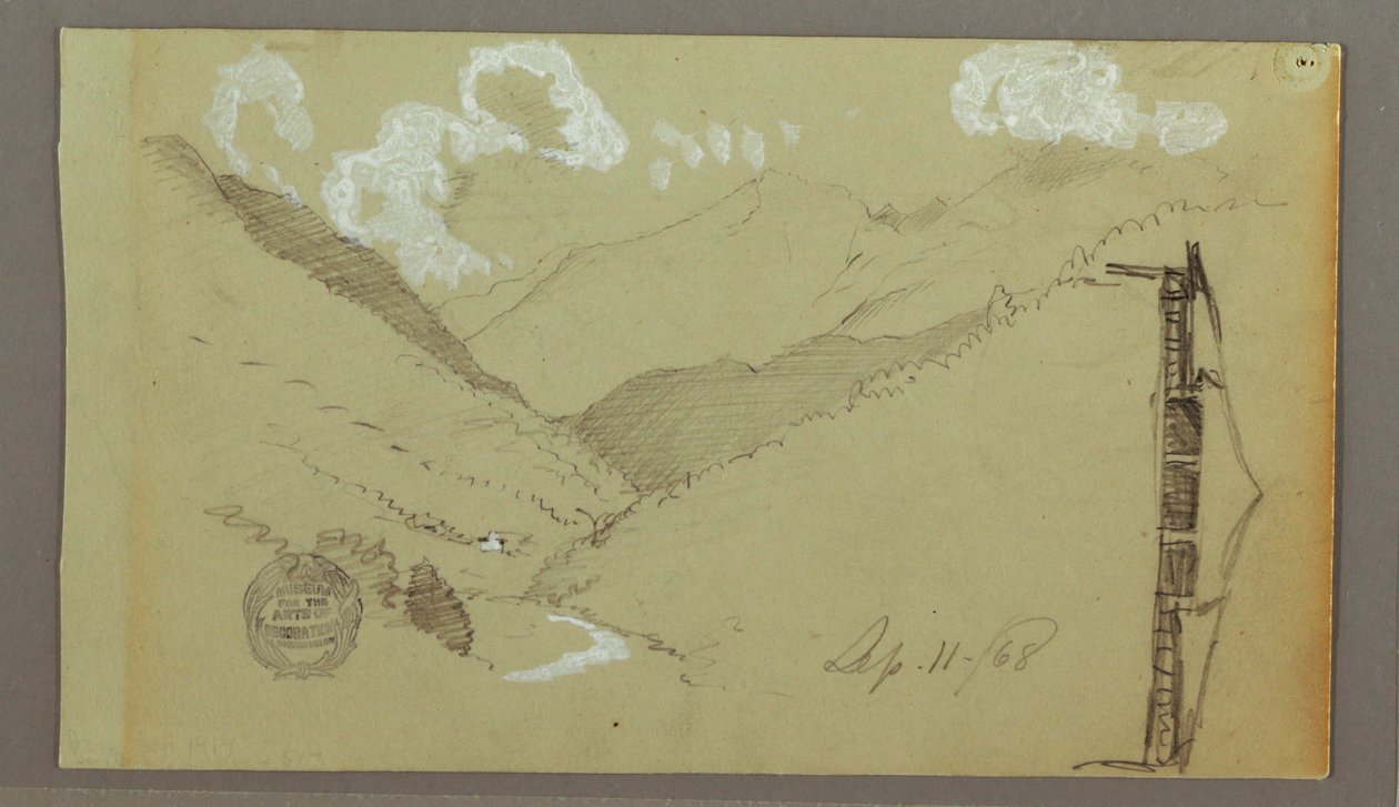 Kresba, Úzké údolí, budova, 11. září 1803 od Frederic Edwin Church