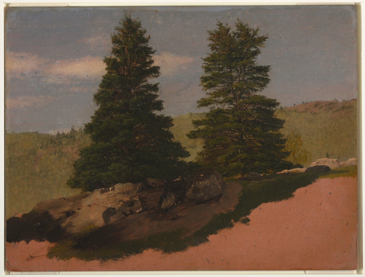 Kresba, Krajina Nové Anglie (Dvě borovice), 1850 od Frederic Edwin Church
