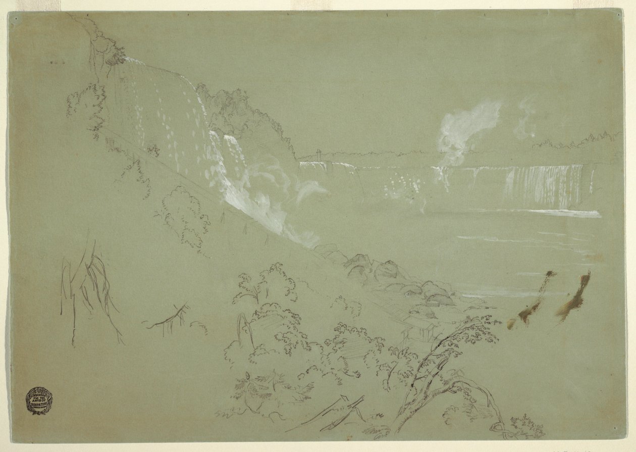 Kresba, Niagarské vodopády ze základny Prospect Point, 1856 nebo 1858 od Frederic Edwin Church