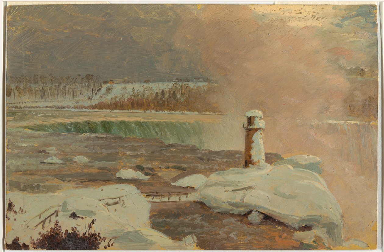 Kresba, Niagara a vodopády na sněhu, březen 1856 od Frederic Edwin Church