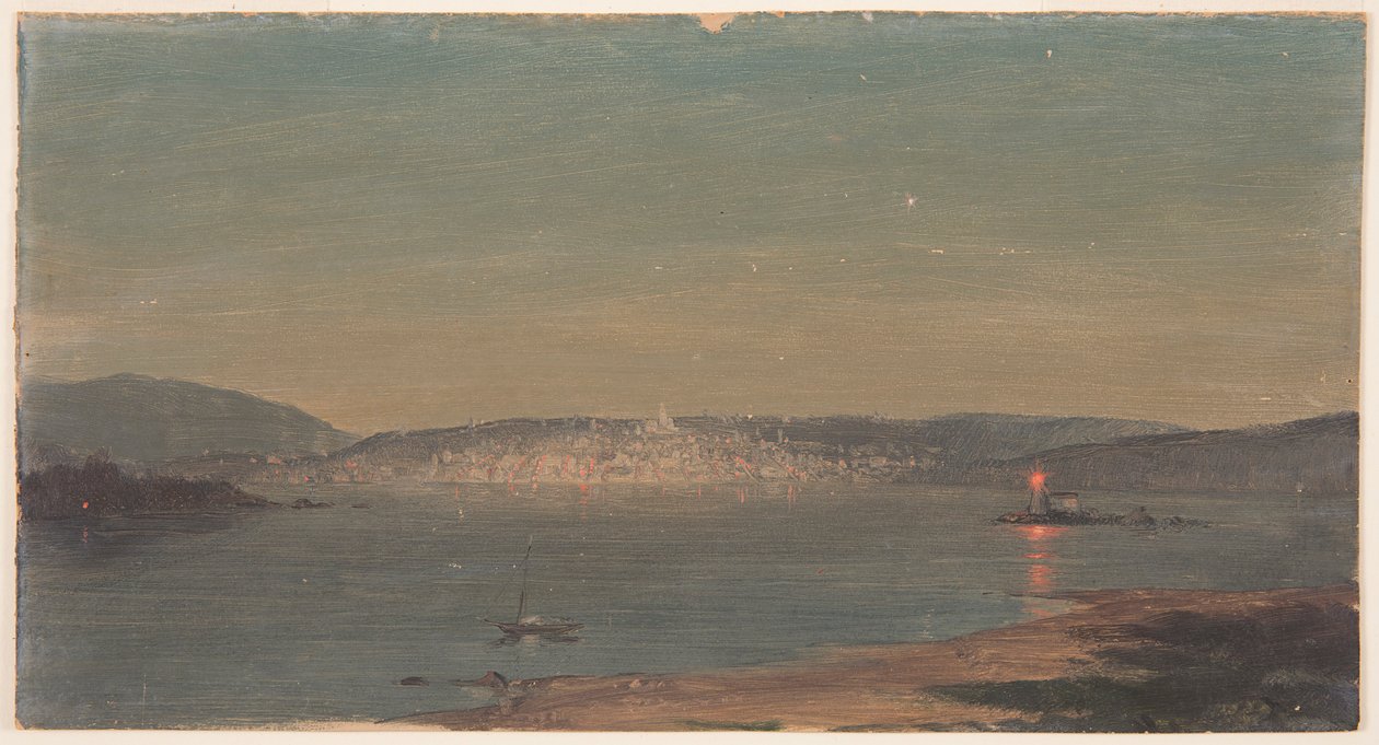 Kresba, Noční pohled na přístav, pravděpodobně 1868-69 od Frederic Edwin Church