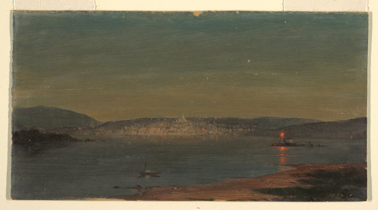Kresba, Noční pohled na přístav, pravděpodobně 1868-69 od Frederic Edwin Church
