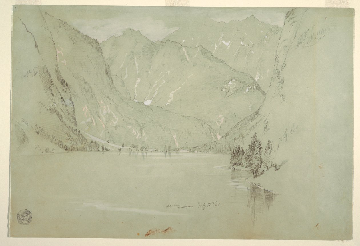 Kresba, Obersee, Berchtesgaden, Bavorsko, 17. července 1868 od Frederic Edwin Church
