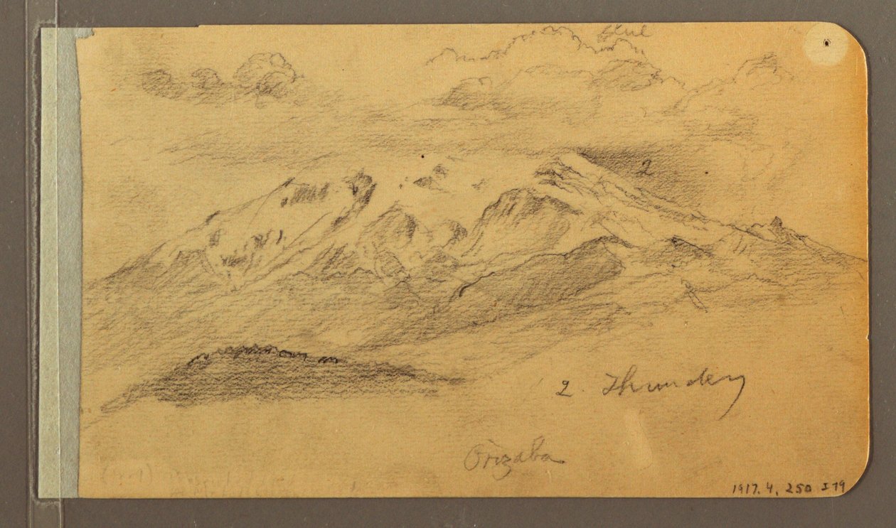 Kresba, Orizaba; Verso: Zatažená obloha, střecha, 1889 od Frederic Edwin Church