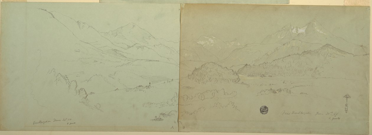 Kresba, Panoramatický pohled na Unter-Schönau, 1868 od Frederic Edwin Church