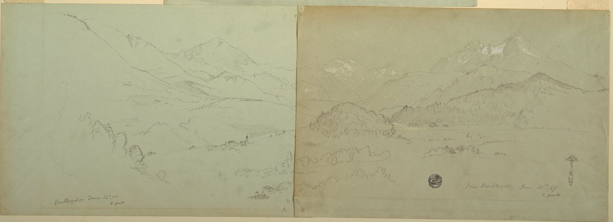 Kresba, Panoramatický pohled na Unter-Schönau, 1868 od Frederic Edwin Church