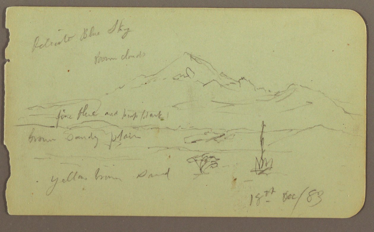 Kresba, Popocatapel; Verso: Vlys na hotelu Texcoco, 18. prosince 1883 od Frederic Edwin Church