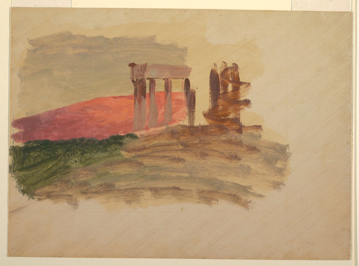 Kresba, Rychlý náčrt chrámu v Korintu, 1869 od Frederic Edwin Church
