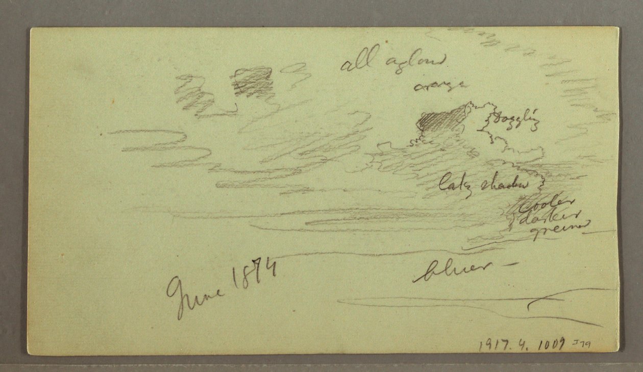 Kresba, Řeka skrz pohoří, pravděpodobně 1874 od Frederic Edwin Church