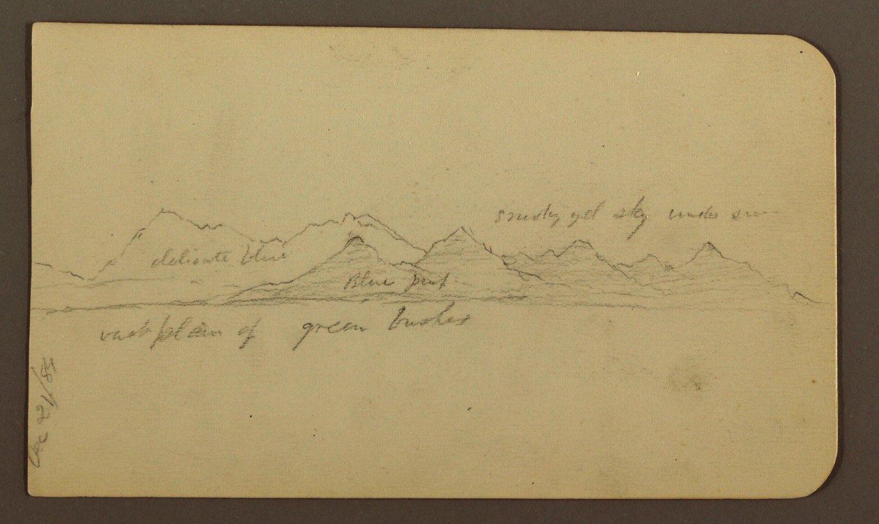 Kresba, Drsná hora napříč rovinou; rubová strana: Postavy, krajina, 12. prosince 1884 od Frederic Edwin Church