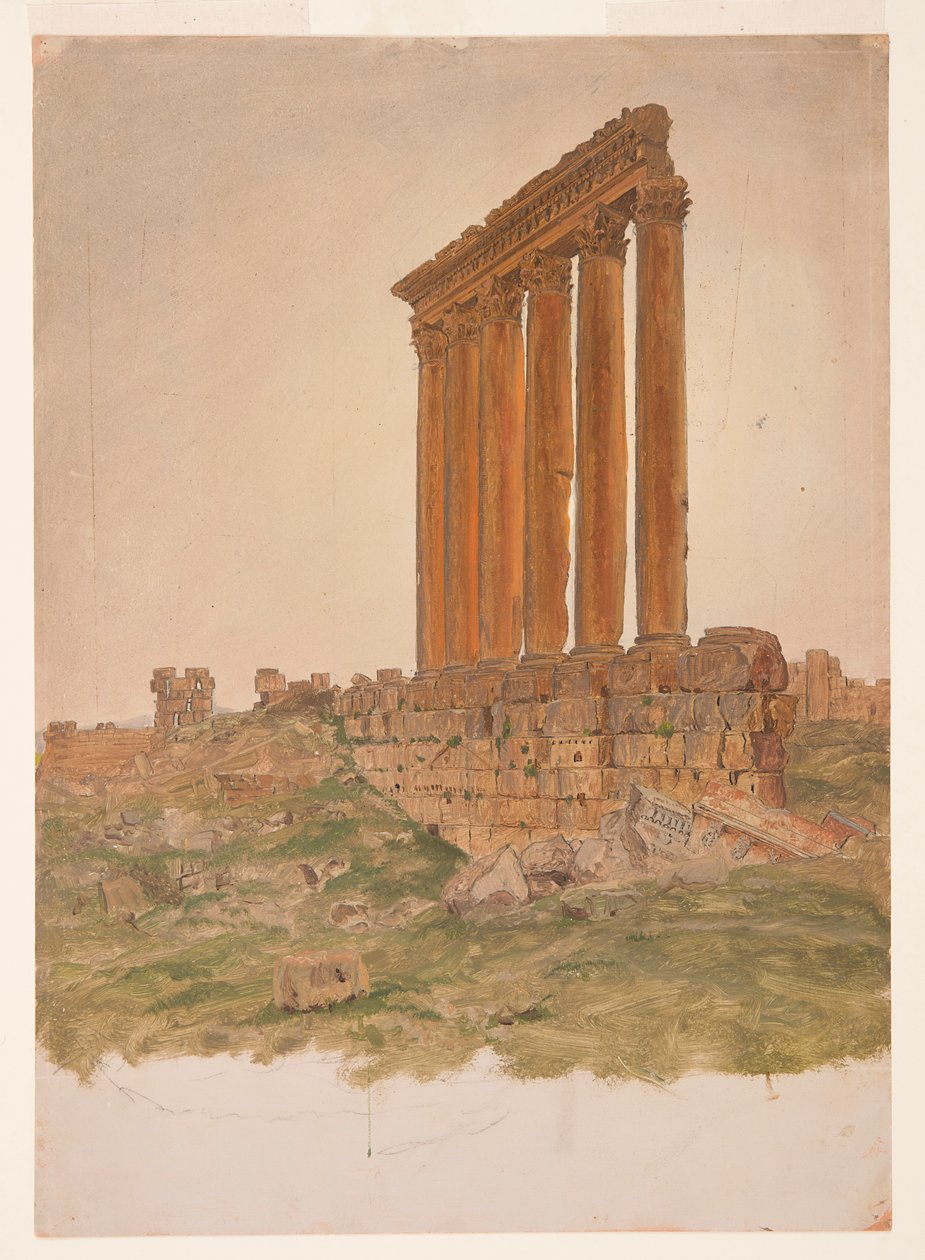 Kresba, Ruiny Diova chrámu, Baalbek, květen 1868 od Frederic Edwin Church