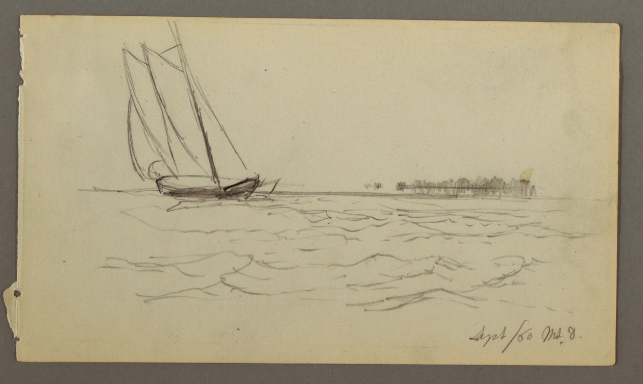 Kresba, Plachetnice na vlnách, 1860 od Frederic Edwin Church