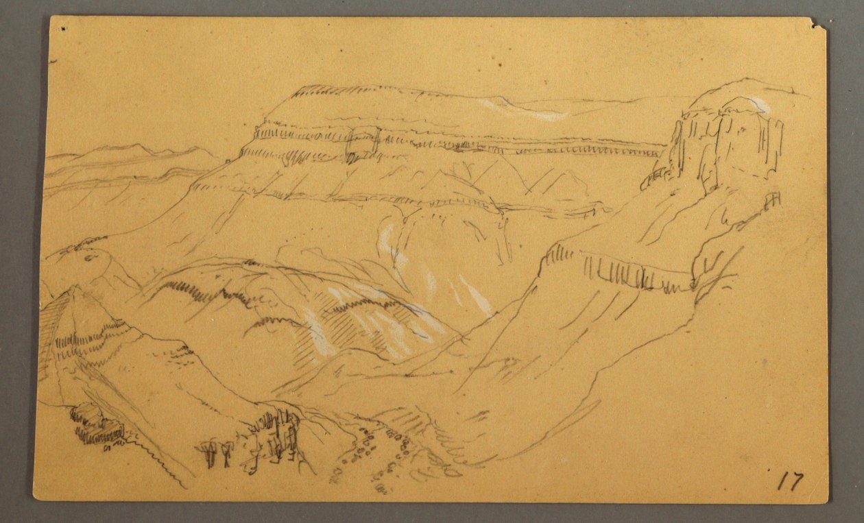 Kresba, náčrtky, El Yemen Valley, "Arabia", pravděpodobně 1868, 20. února od Frederic Edwin Church