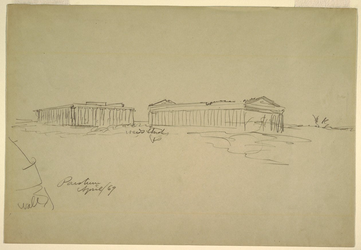 Kresba, náčrtky, Paestum, jižní Itálie, duben 1869 od Frederic Edwin Church