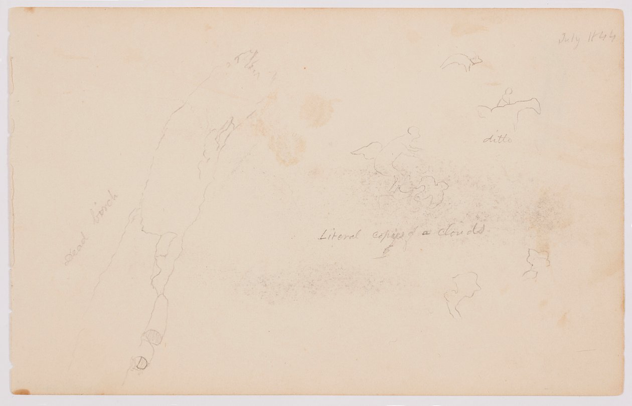 Kresba, Náčrtky mraků a mrtvé břízy, červenec 1844 od Frederic Edwin Church