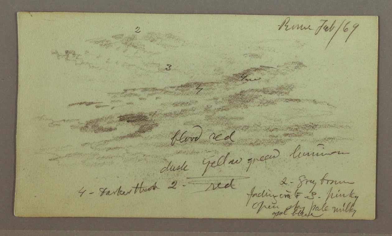 Kresba, Studie oblohy, 1. února 1869 od Frederic Edwin Church