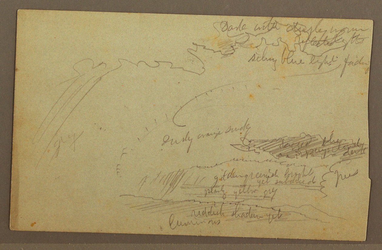 Kresba, studie oblohy, horské hřebeny, duha, 60. léta 19. století od Frederic Edwin Church