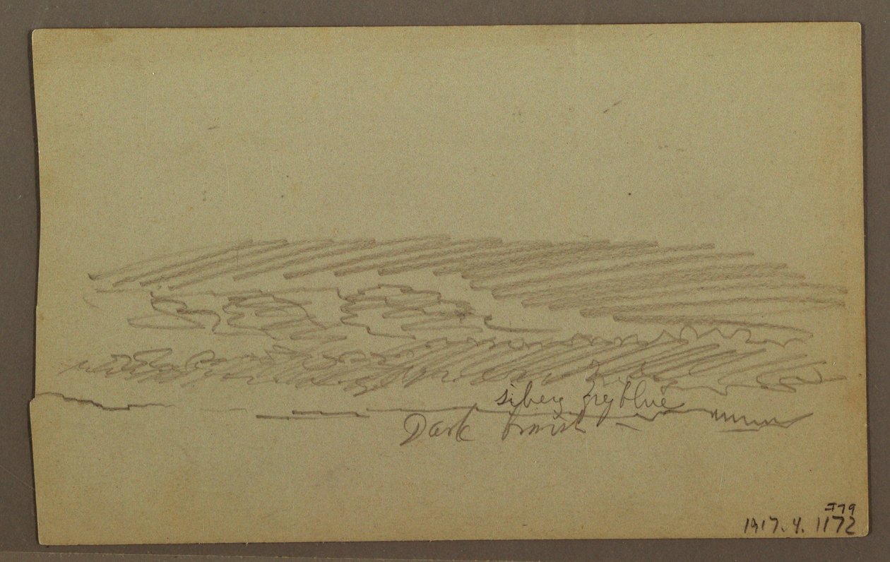Kresba, studie oblohy, horské hřebeny, duha, 60. léta 19. století od Frederic Edwin Church