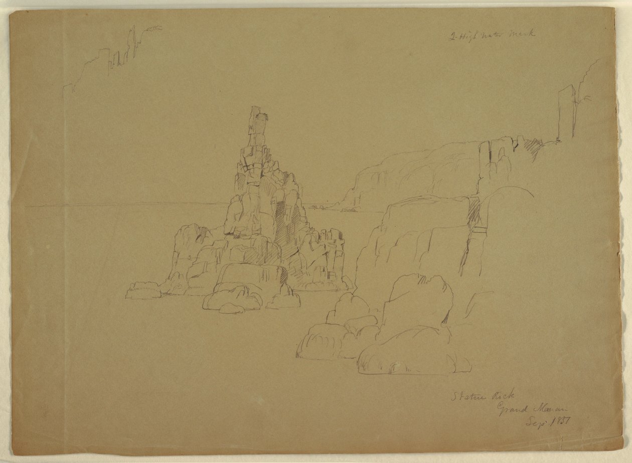 Kresba, "Socha Rock", září 1851 od Frederic Edwin Church