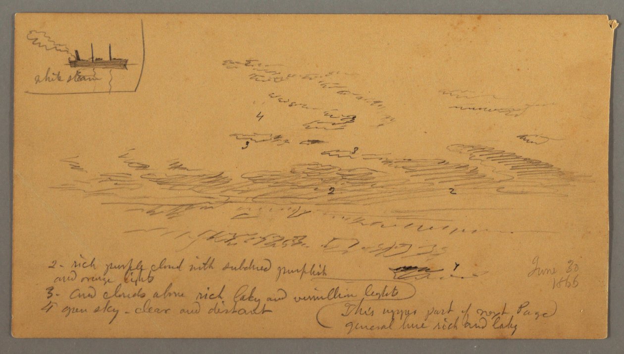 Kresba, Parník, studie oblohy, 30. června 1866 od Frederic Edwin Church