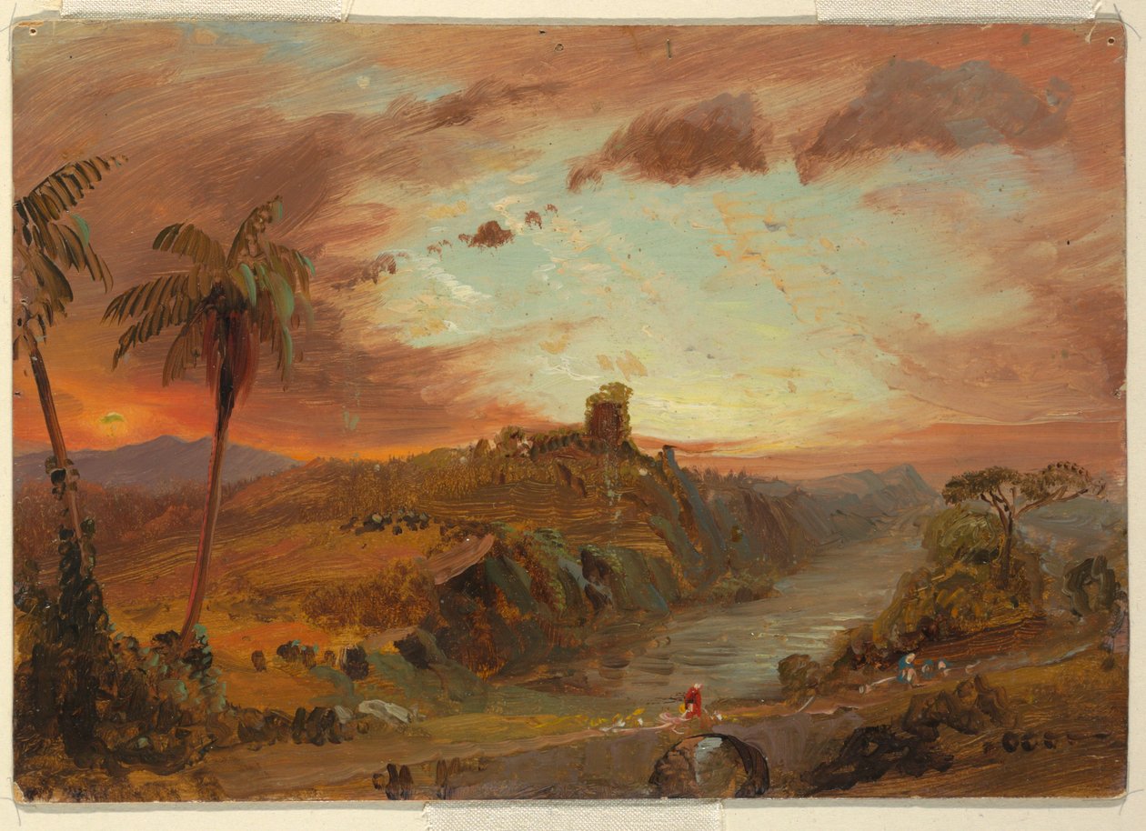 Kresba, studie k "Imaginární krajině S. Ameriky", asi 1857 od Frederic Edwin Church