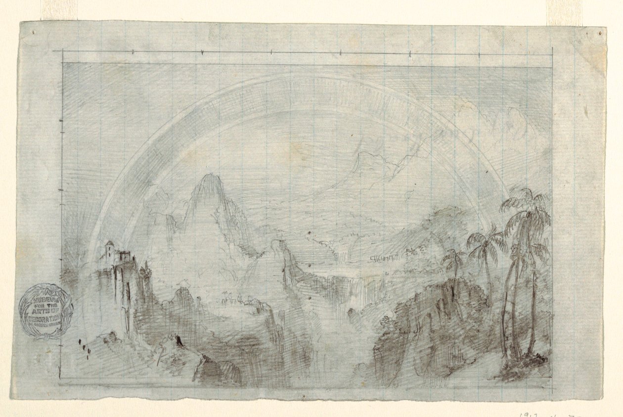 Kresba, studie k filmu "Deštivé období v tropech", 1865-66 od Frederic Edwin Church