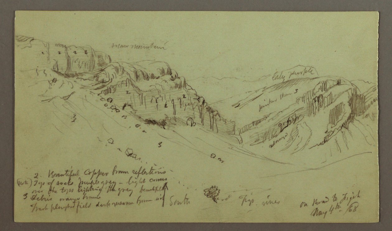 Kresba, Studie strany údolí, 4. května 1868 od Frederic Edwin Church