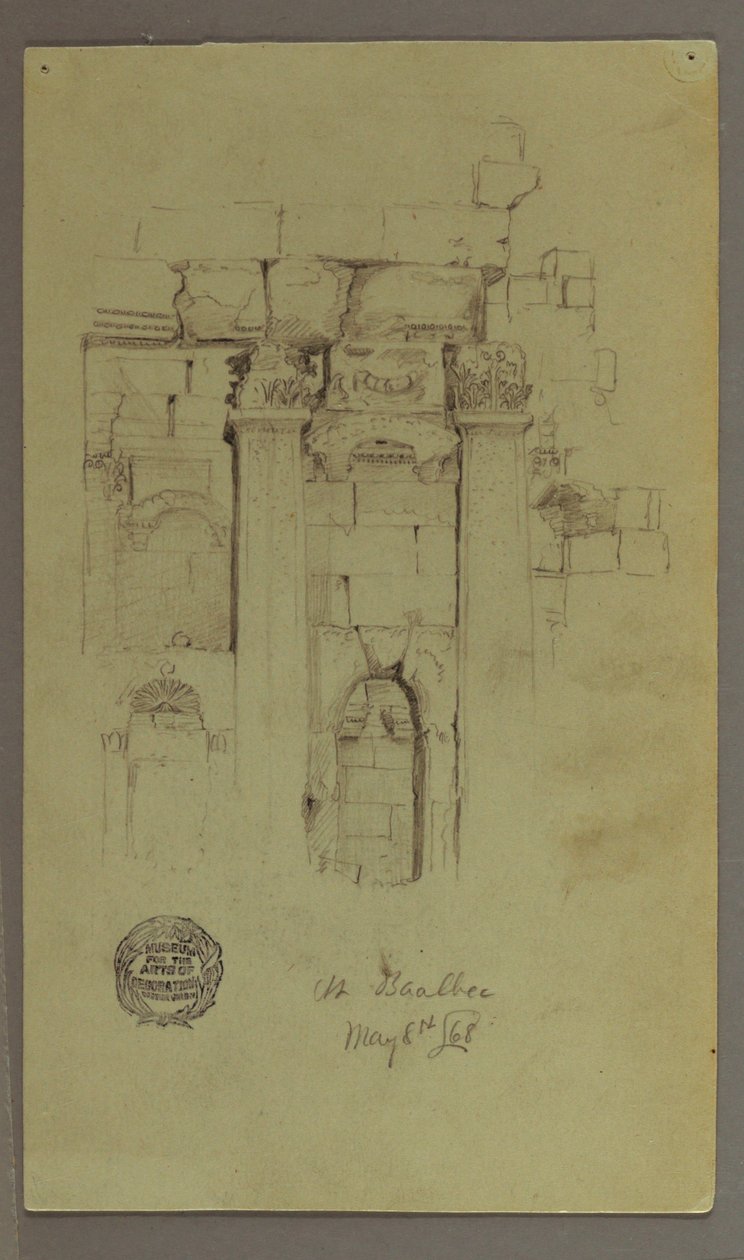 Kresba, Studie ruin chrámu, 8. května 1868 od Frederic Edwin Church