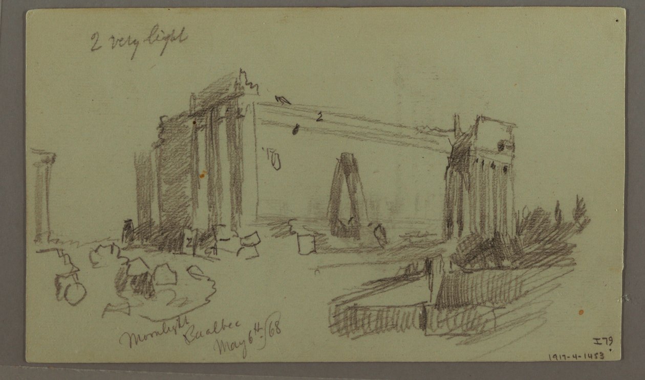 Kresba, Studie ruin chrámu, 8. května 1868 od Frederic Edwin Church
