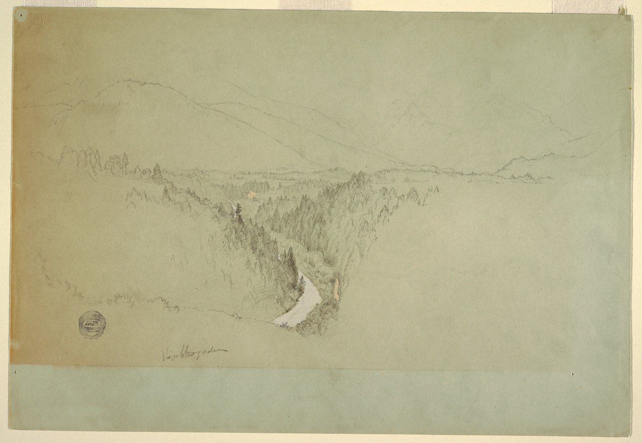 Kresba, Vrchol Watzman, Berchtesgaden, Bavorsko, 1868 od Frederic Edwin Church