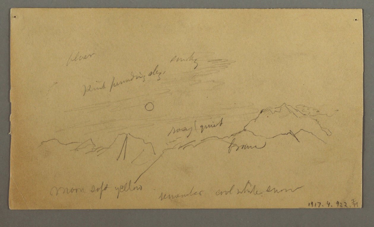 Kresba, Vrchol s velkými mraky, pravděpodobně 1868 od Frederic Edwin Church