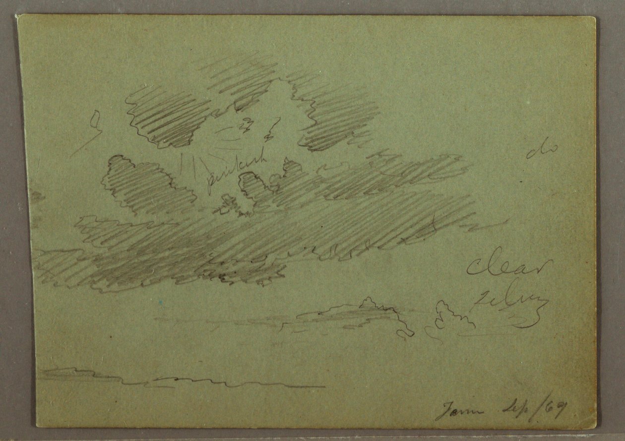 Kresba, Sluneční paprsek za mraky, září 1869 od Frederic Edwin Church