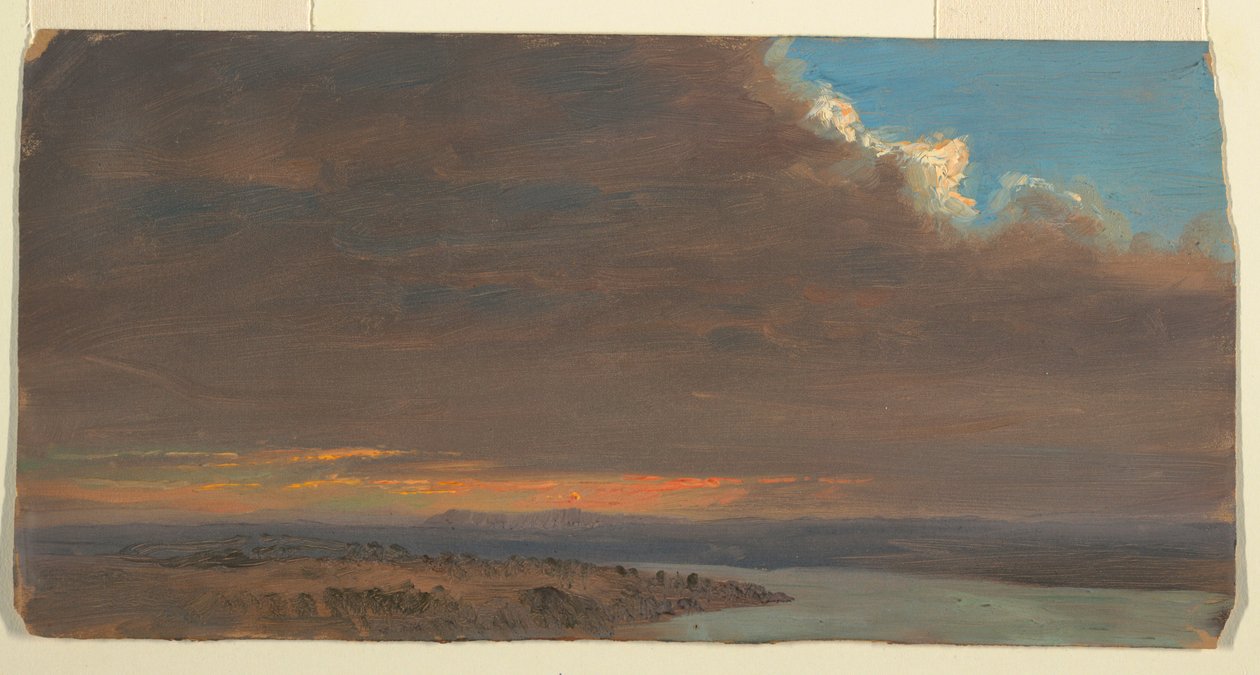 Kresba, Západ slunce, Hudson Valley, New York, 1870-80 od Frederic Edwin Church