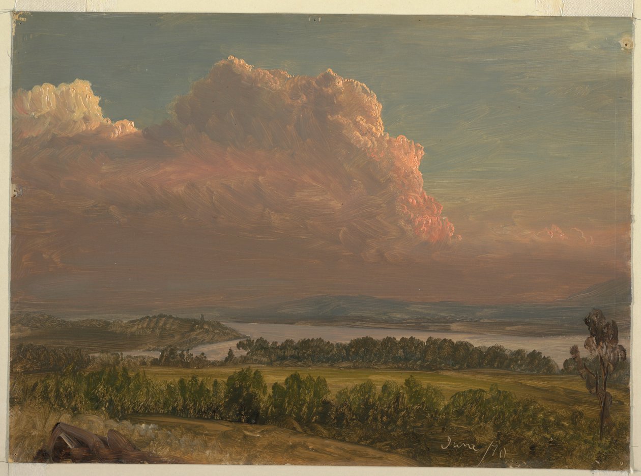 Kresba, Západ slunce v údolí Hudson, červen 1870 od Frederic Edwin Church