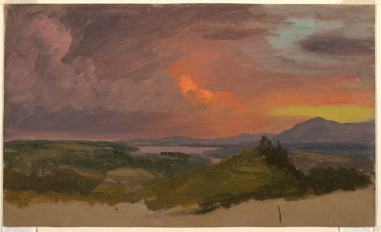 Kresba, Západ slunce v údolí Hudson, 1870-75 od Frederic Edwin Church