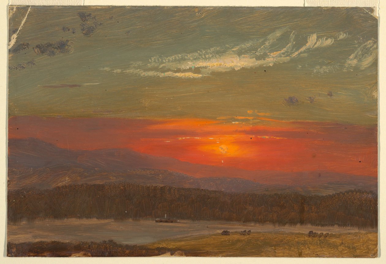 Kresba, Západ slunce nad Catskills, 1870-80 od Frederic Edwin Church