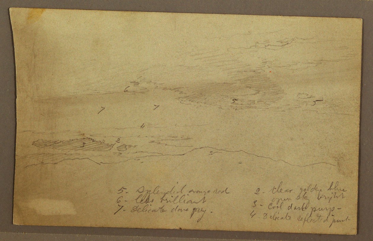 Kresba, západ slunce, pravděpodobně 60. léta 19. století od Frederic Edwin Church