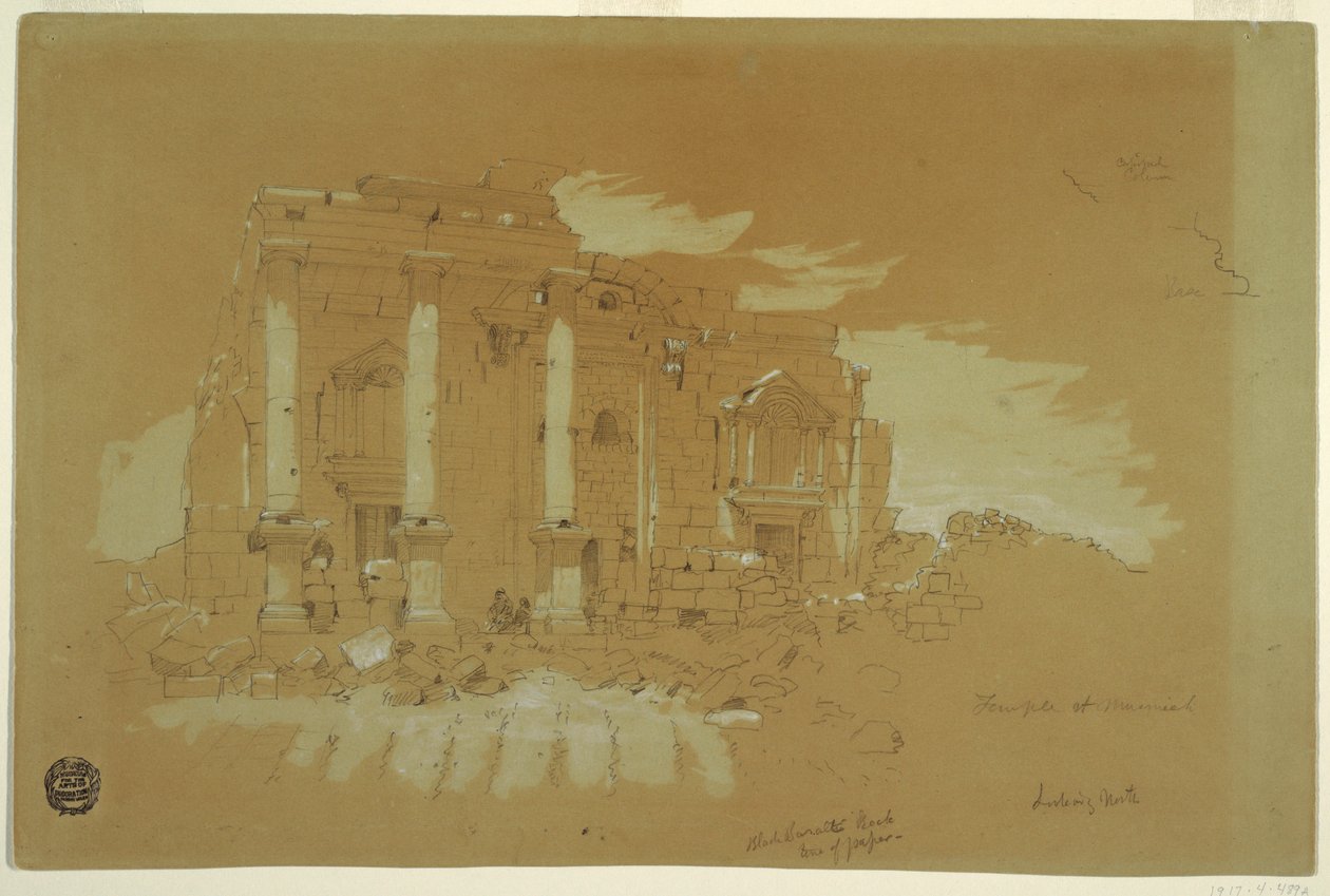 Kresba, chrám v Mismíji, Sýrie, 28. dubna 1868 od Frederic Edwin Church