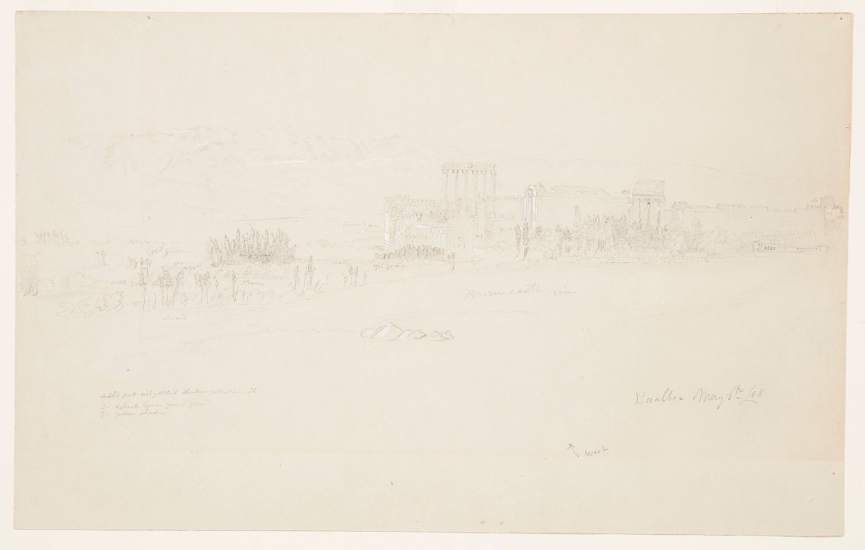 Kresba, Chrámy, Baalbek, 6. května 1868 od Frederic Edwin Church