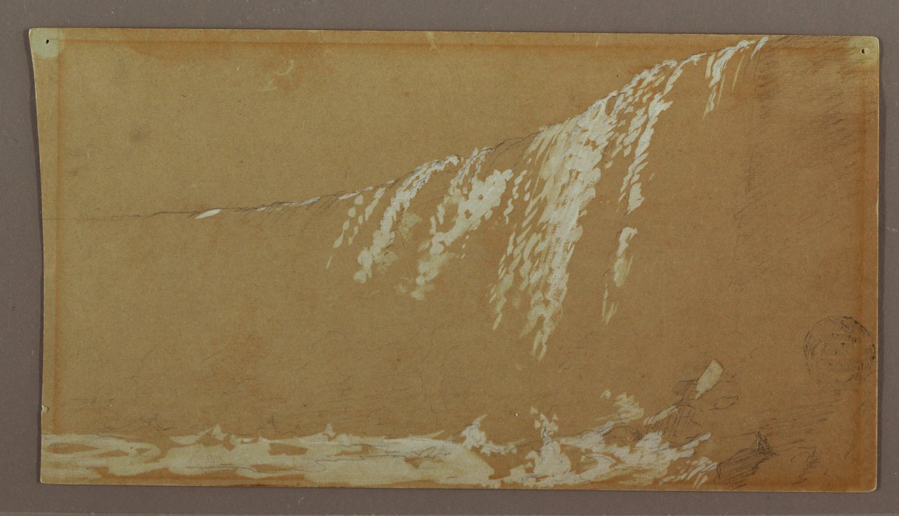 Kresba, Kanadské vodopády a Kozí ostrov na řece Niagara, pravděpodobně 1858 od Frederic Edwin Church