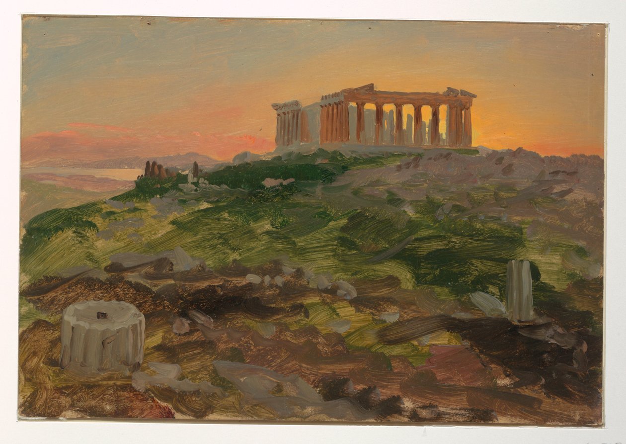 Kresba, Parthenon od jihovýchodu, duben 1869 od Frederic Edwin Church