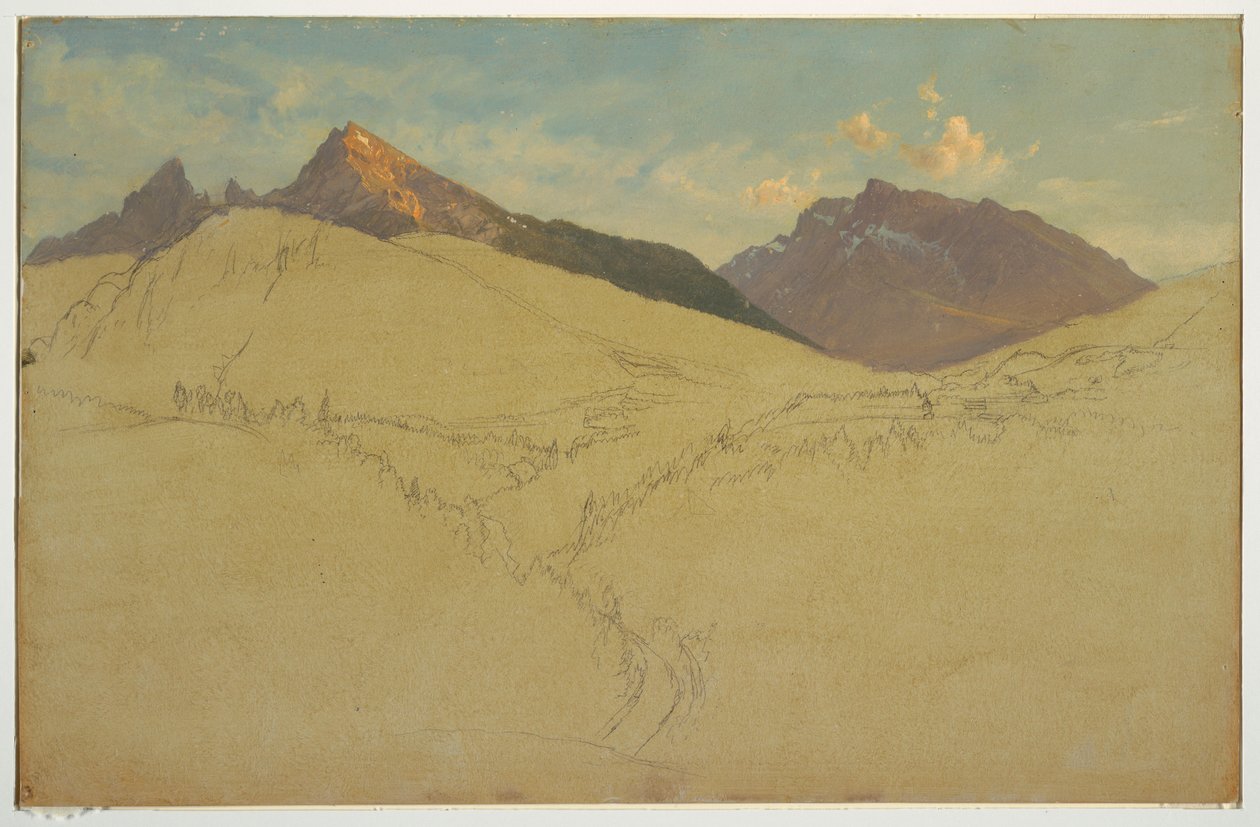 Kresba, Watzmann, u Berchtesgadenu, Bavorsko, červen 1868 od Frederic Edwin Church