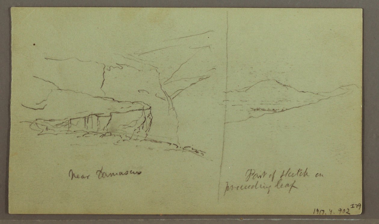 Kresba, Hrobka na kopci, Tři minarety, 1. května 1868 od Frederic Edwin Church
