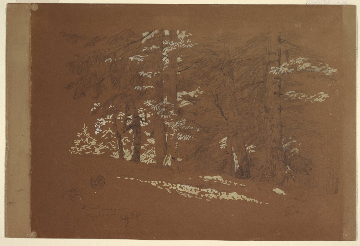 Kresba, Stromy, Berchtesgaden, Bavorsko, 1868 od Frederic Edwin Church