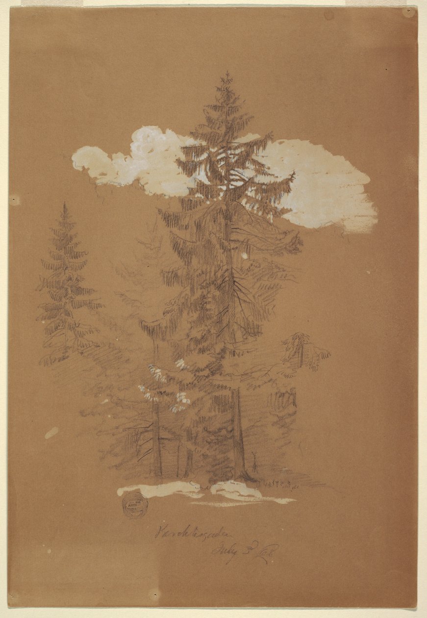 Kresba, Stromy, Berchtesgaden, Bavorsko, 3. července 1868 od Frederic Edwin Church