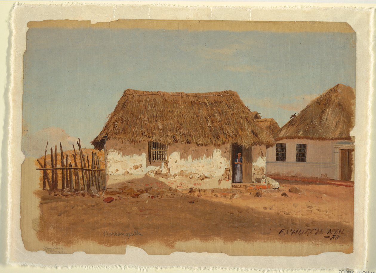 Kresba, Dva domy v Barranquille, Kolumbie, duben 1853 od Frederic Edwin Church