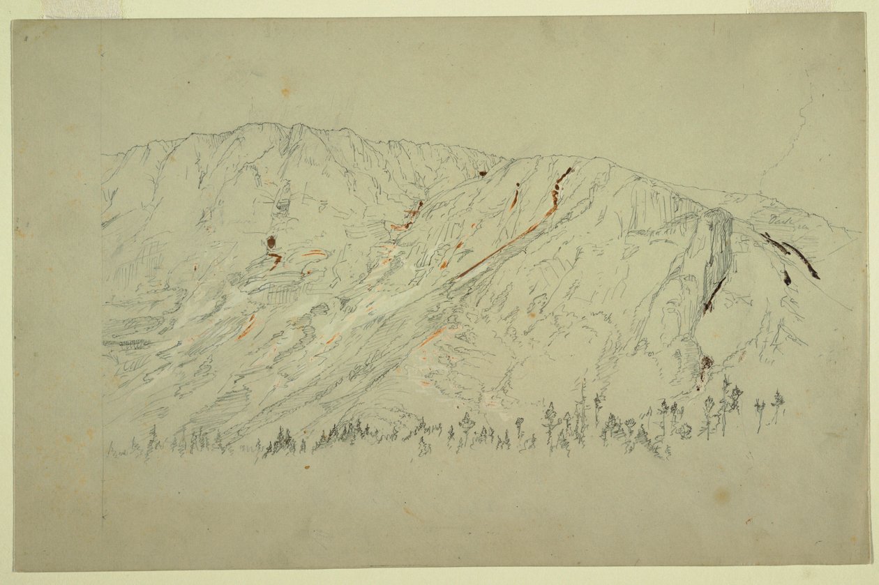 Kresba, horní část Velké pánve, hora Katahdin, září 1877 od Frederic Edwin Church
