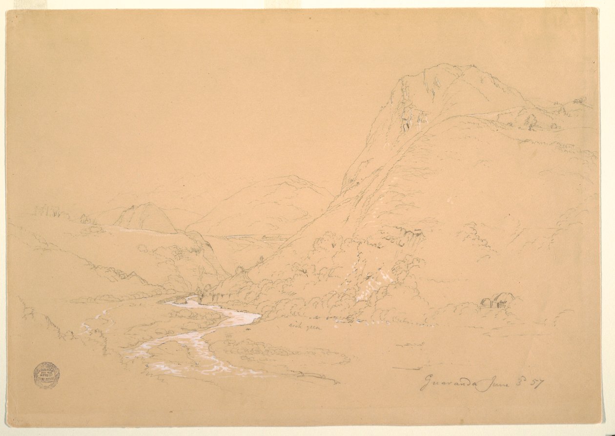 Kresba, Údolí u Guarandy, 3. června 1857 od Frederic Edwin Church