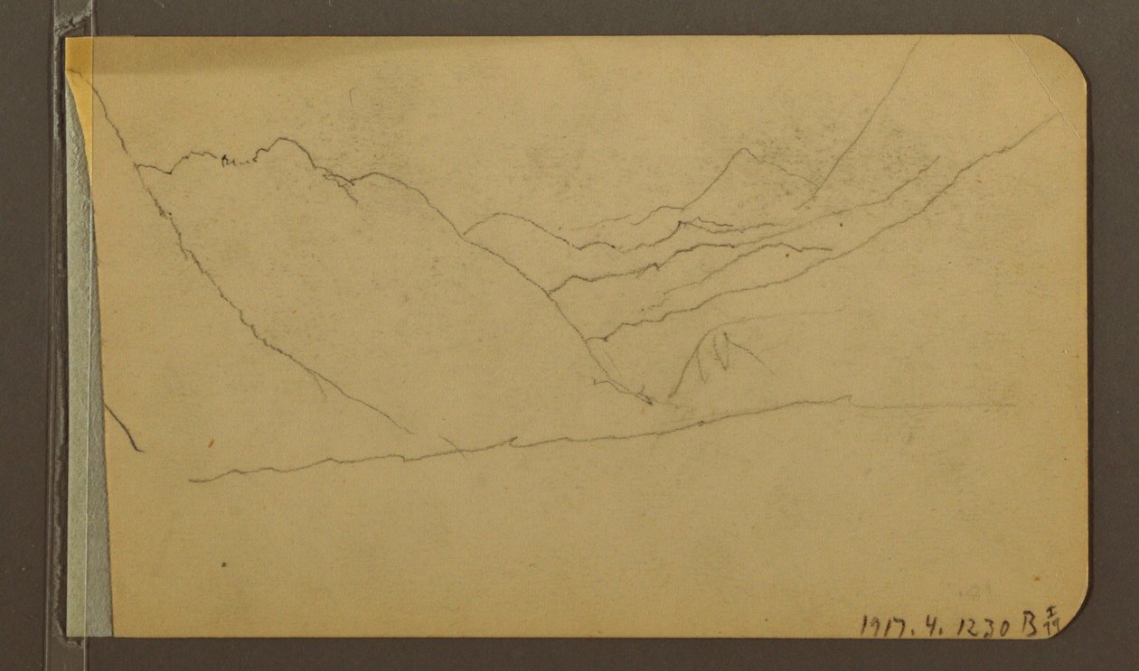 Kresba, údolí; Verso: vrchol hory, 1889 od Frederic Edwin Church