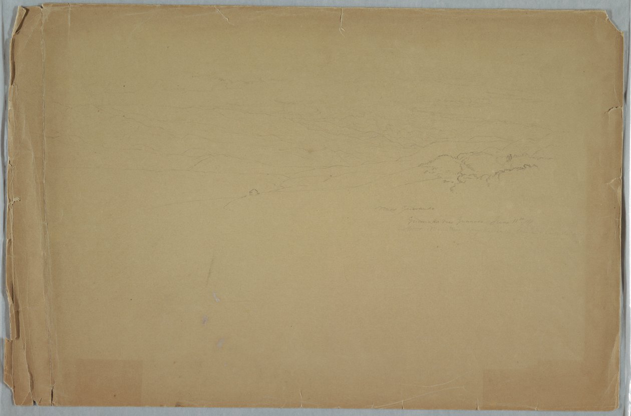 Kresba, Údolí mezi horami, Guanoco, poblíž Guarandy, Ekvádor., 11. června 1857 od Frederic Edwin Church